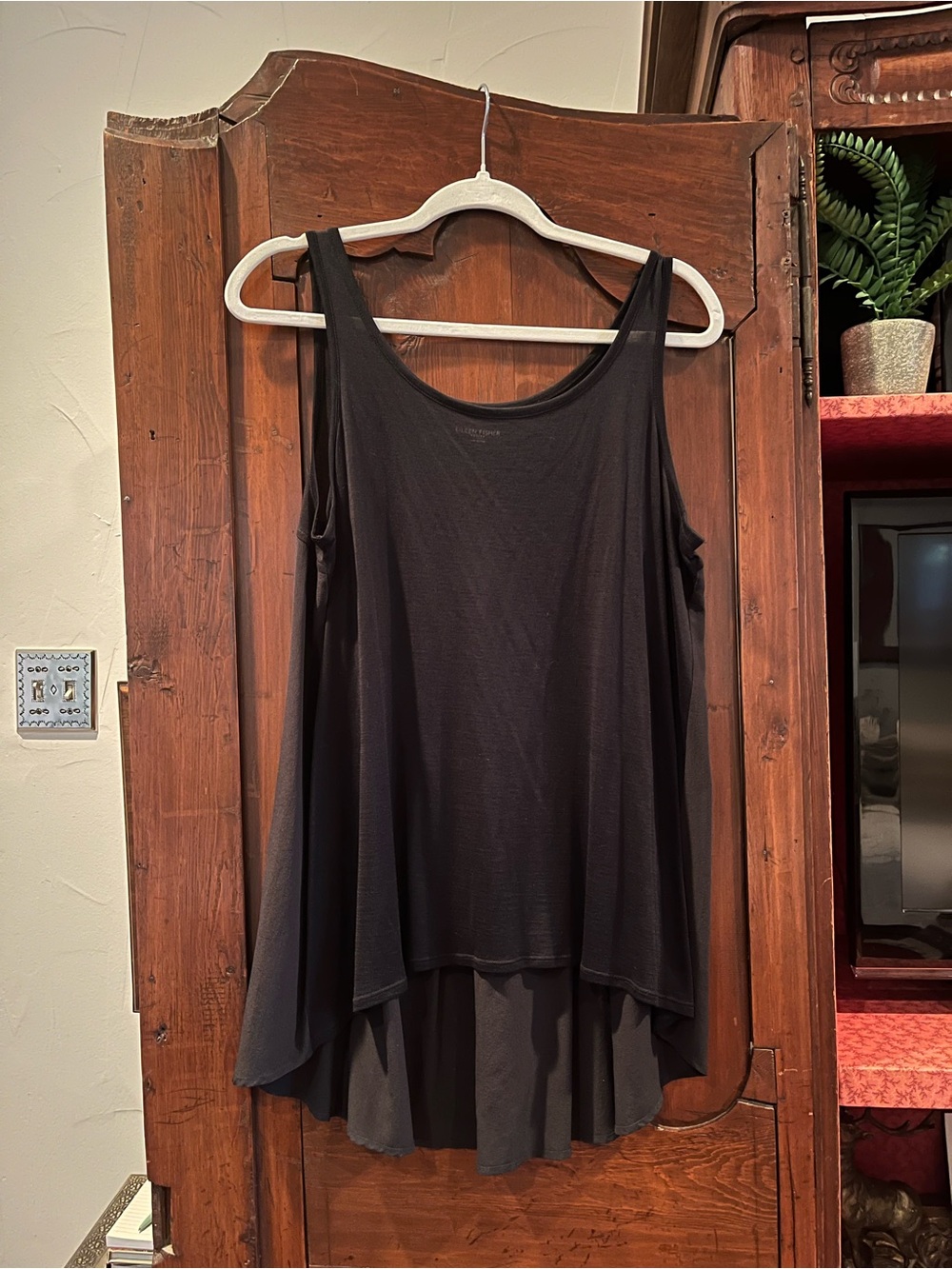 Eileen Fisher Black Layered Flow Tank